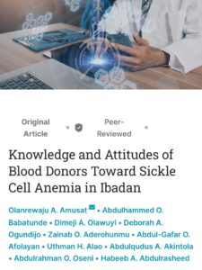 Knowledge and Attitudes of Blood Donors Toward Sickle Cell Anemia in Ibadan